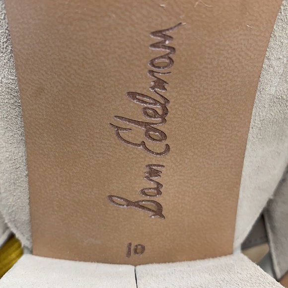 Sam Edelman Sandal Women 10 Beige Suede Seana Grommet Criss Cross Slingback Shoe - Picture 8 of 10